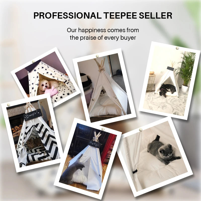 Pet Teepee Bed Foldable White Small