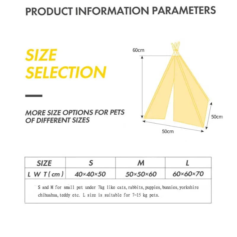 Pet Teepee Bed Foldable White Small
