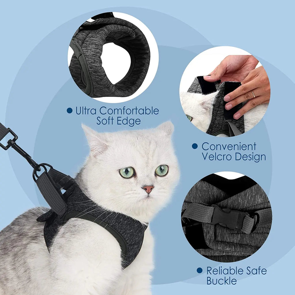 Pet Cat Harness Adjustable Anti-Escape Blue