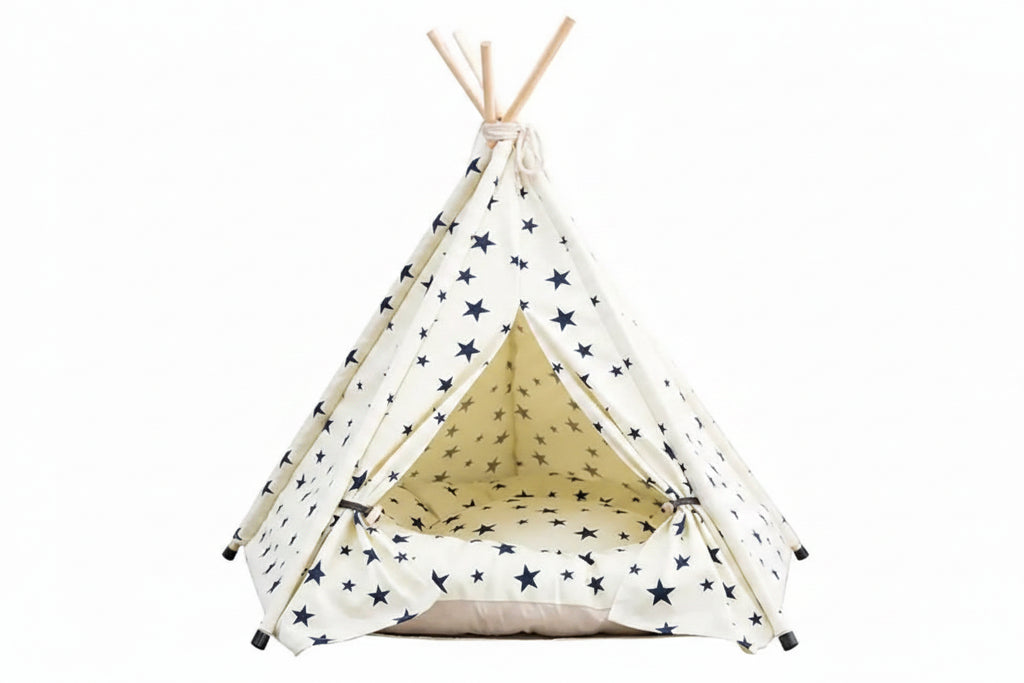 Pet Tent House Cat Bed Portable Teepee With Thick Cushion And 6 Colors Available For Dog Puppy Excursion Outdoor Indoor