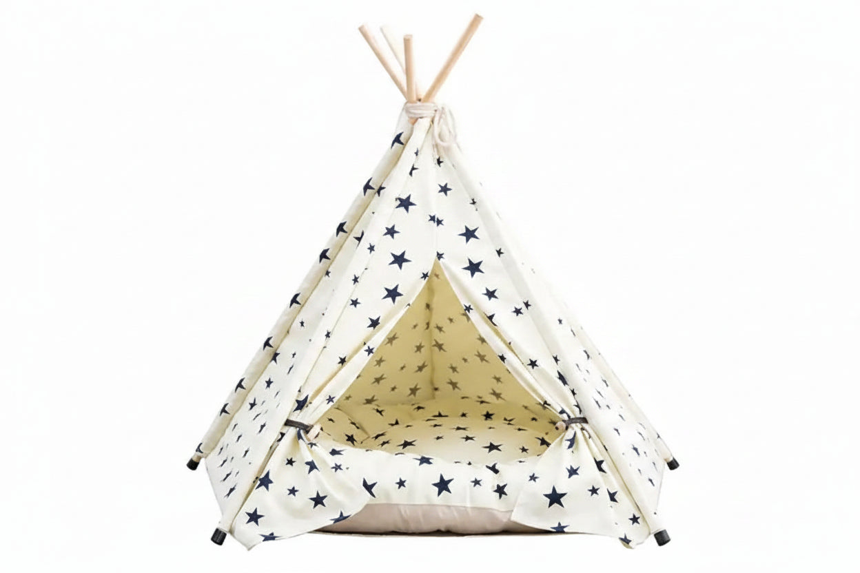 Pet Tent House Cat Bed Portable Teepee With Thick Cushion And 6 Colors Available For Dog Puppy Excursion Outdoor Indoor