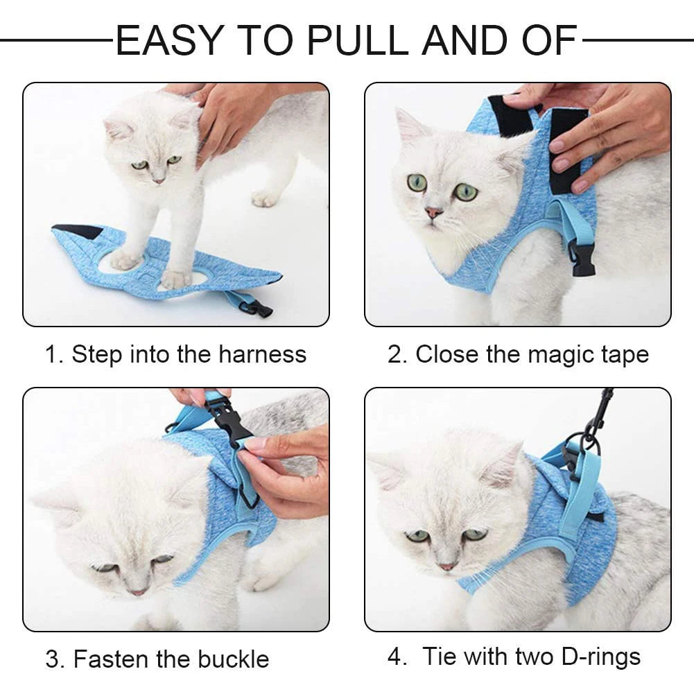 Pet Cat Harness Adjustable Anti-Escape - Black