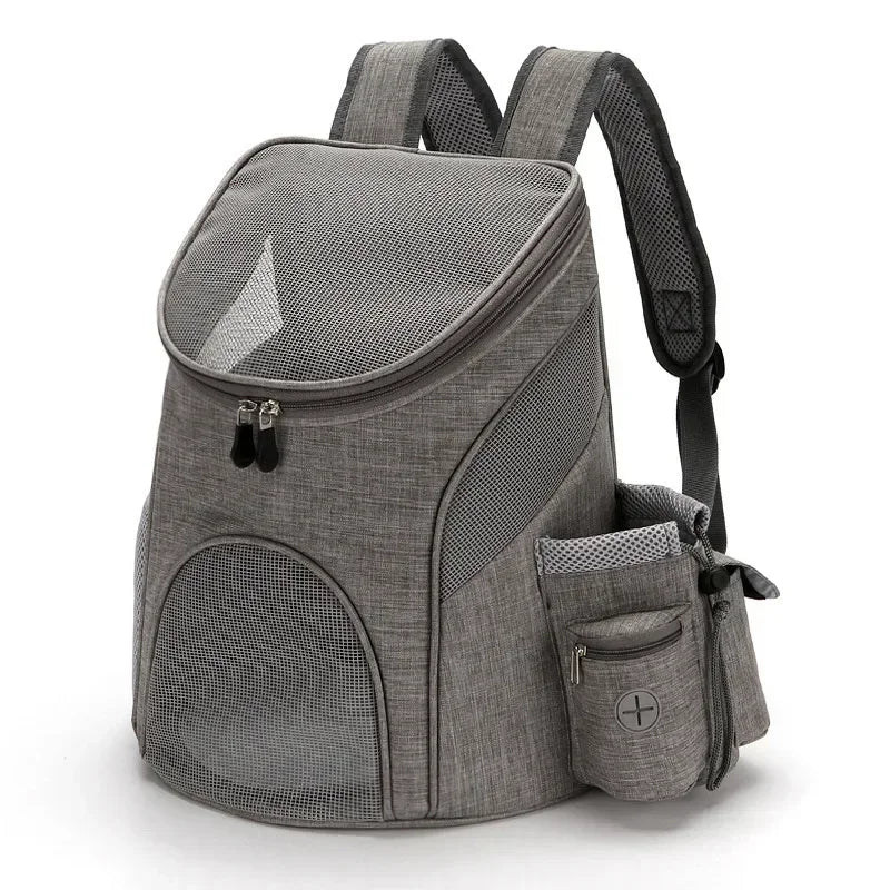 Nylon Mesh Dog Carrier Backpack Portable Outdoor Travel Bag for Small Dogs - colour Gray