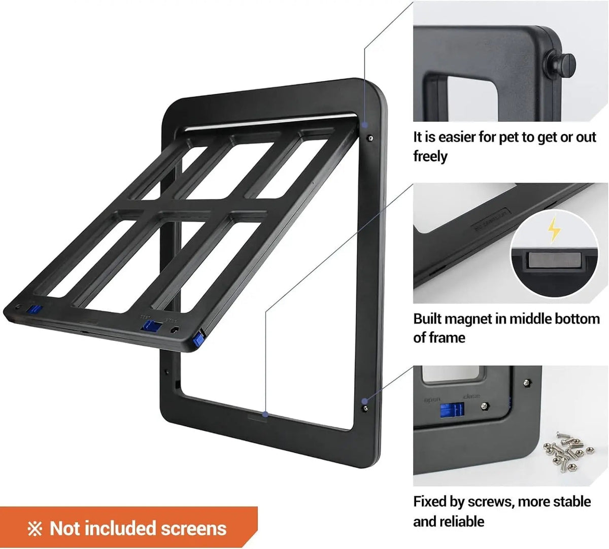 Pet Pet Door Magnetic Black