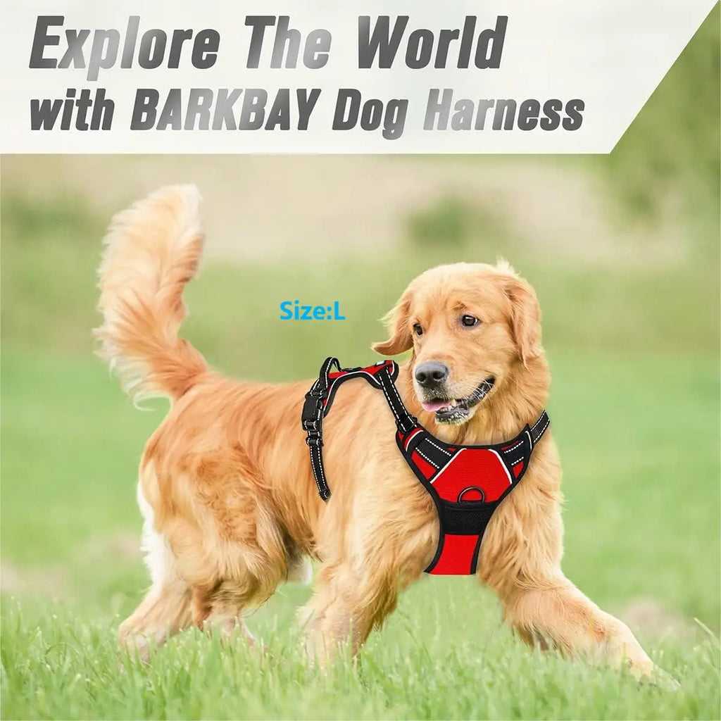 Pet Heavy Duty Dog Harness Reflective Front Clip Easy Control Handle - Orange