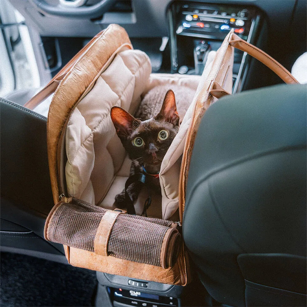 Pet Carrier Bag for Small Dogs up to 6kg Windproof Leather Brown