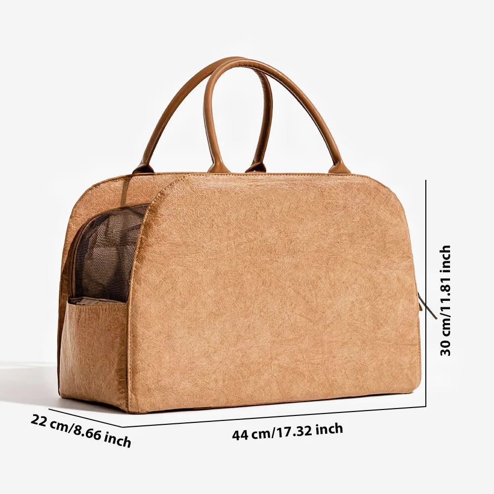 Pet Carrier Bag for Small Dogs up to 6kg Windproof Leather Brown