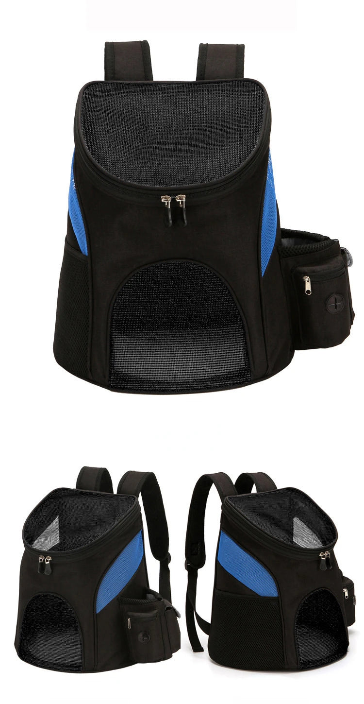 Nylon Mesh Dog Carrier Backpack Portable Outdoor Travel Bag for Small Dogs - Black/red
