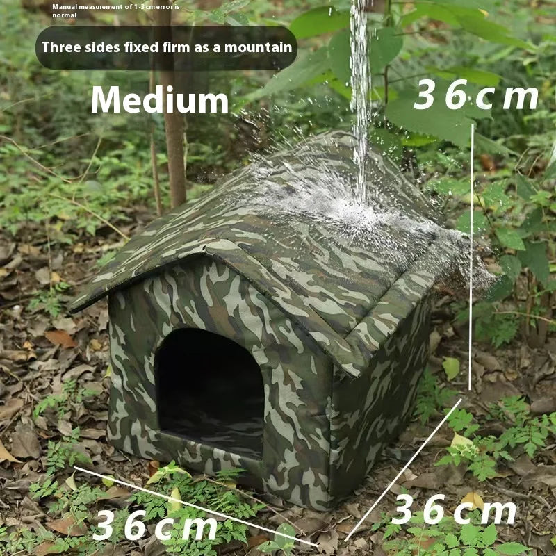 Outdoor Cat Shelter Foldable Pet House, Portable Design. With one bowl