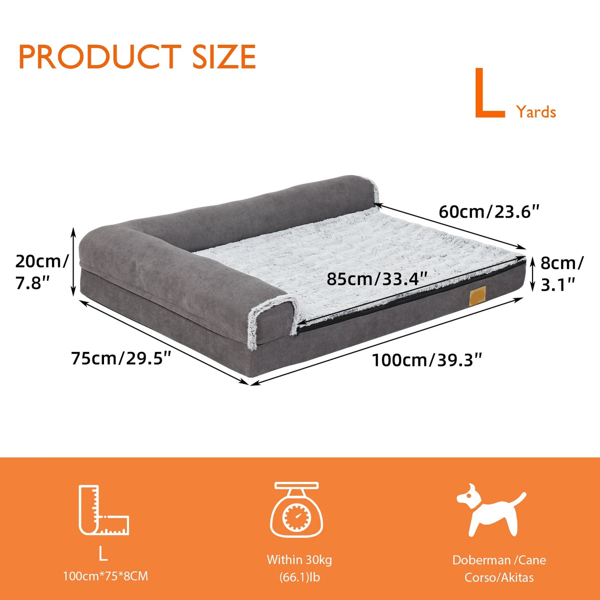 Pet Dog Bed Plush Grey Extra Large