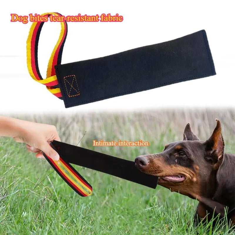 Pet Leather Dog Training Tug Toy for Small and Medium Dogs - Black
