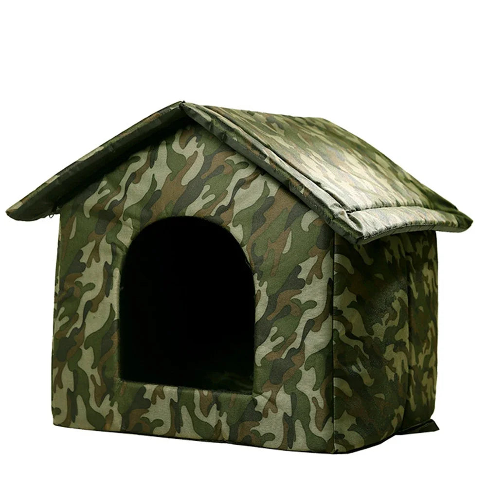 Outdoor Cat Shelter Foldable Pet House, Portable Design. With one bowl