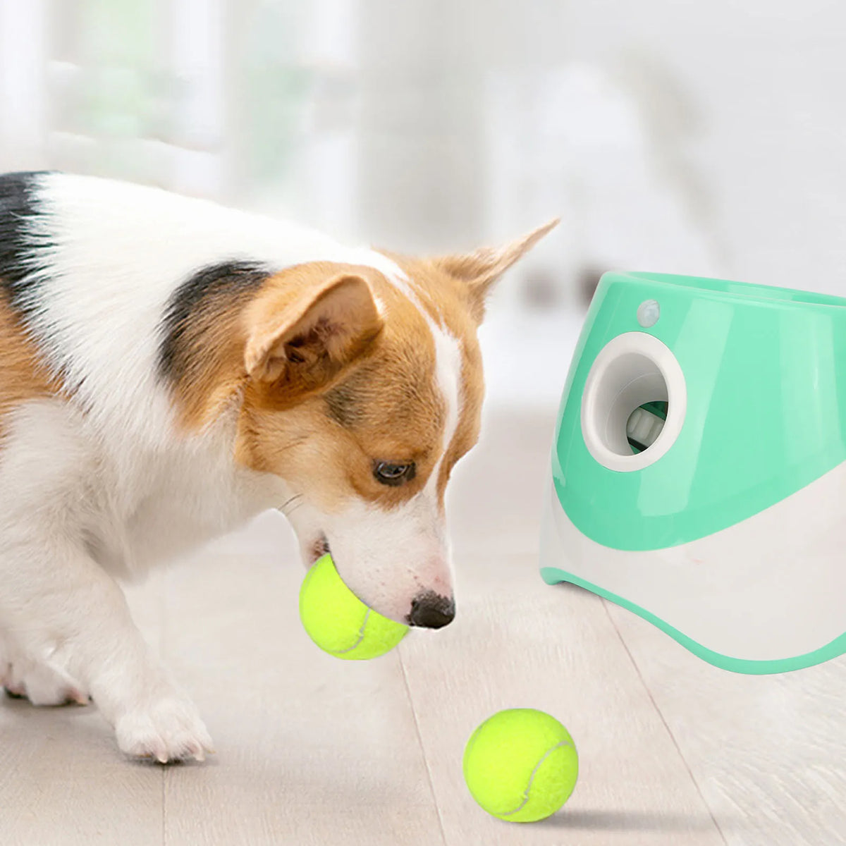 Pet Rechargeable Dog Ball Thrower for Indoor and Outdoor Play - Green