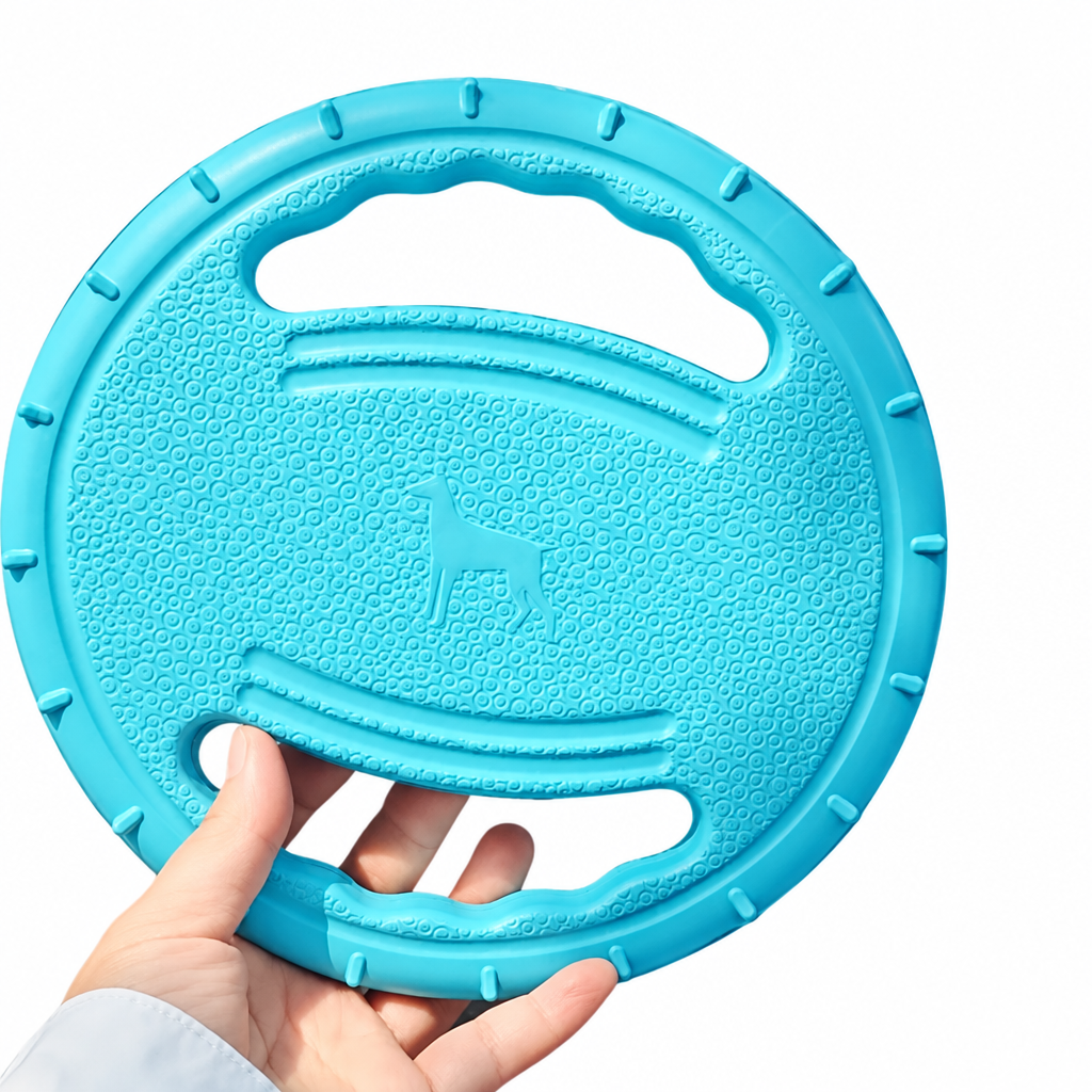 Pet Rubber Flying Disc for Outdoor Dog Play and Training - Blue