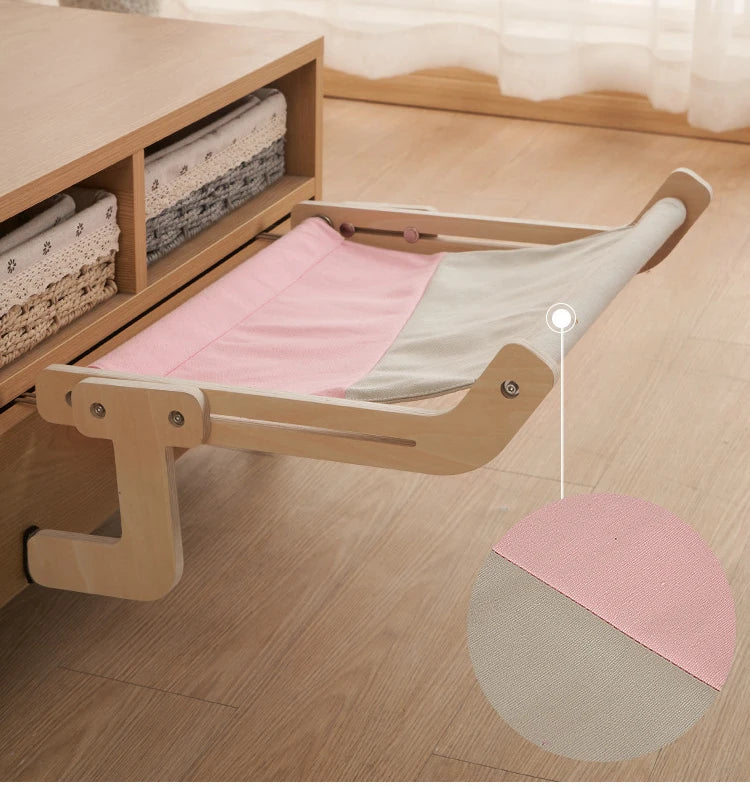 Pet Hammock Wooden Pink