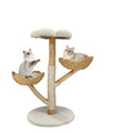 Wooden Indoor Cat Tree Tower 3 Tier Activity Centre with Scratching Post Plush Bed and Hanging Toy - White