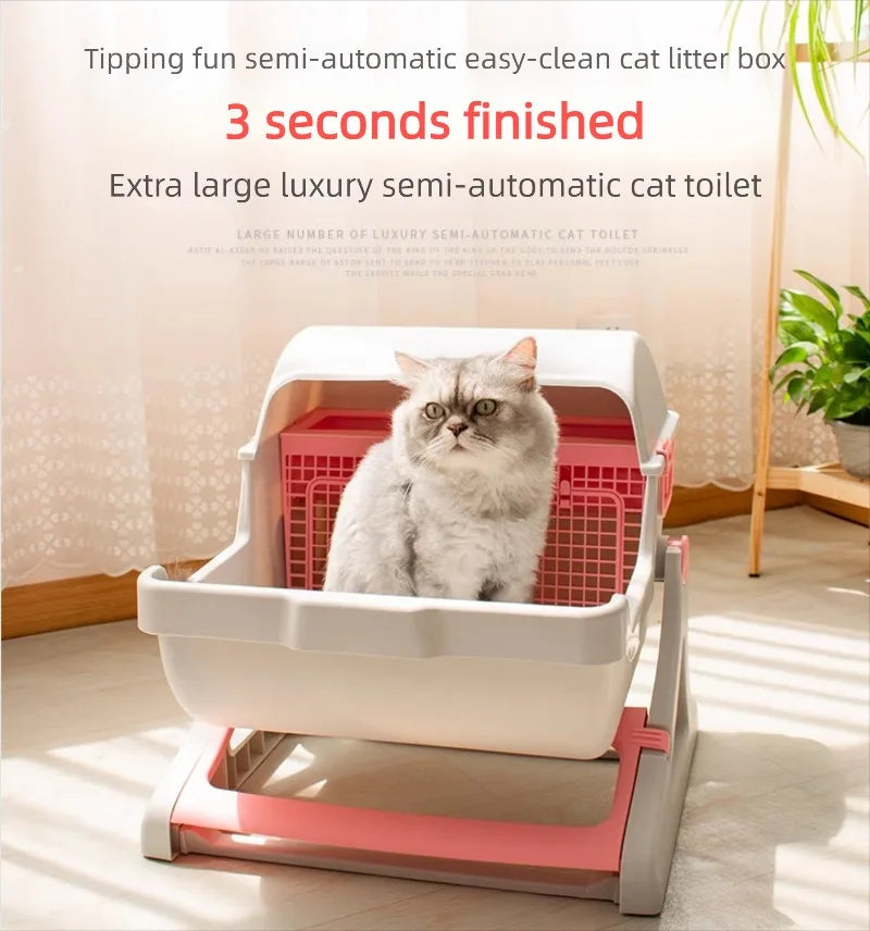 Pet Semi-Closed Cat Toilet with Manual Sifting Mesh