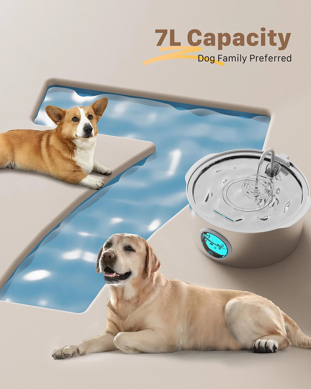 Pet Water Fountain Automatic Stainless Steel 7L