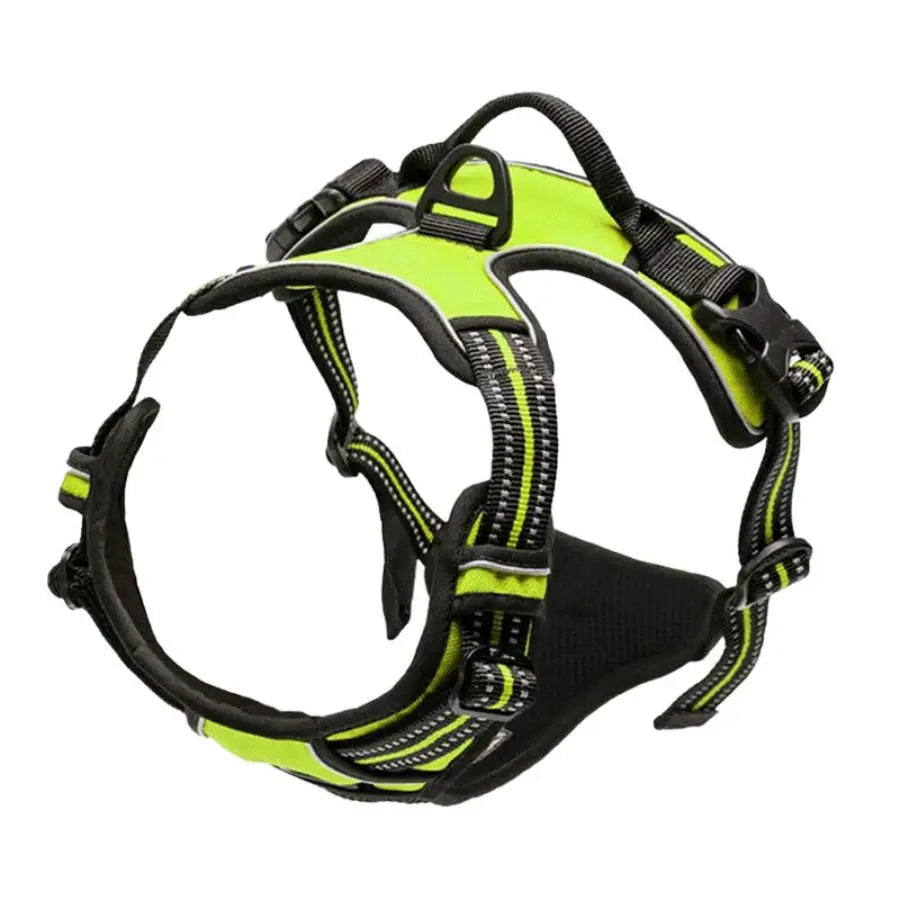 Pet Heavy Duty Dog Harness Reflective Front Clip Easy Control Handle - Green