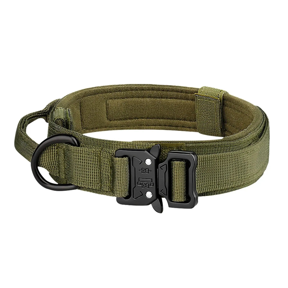 Pet Tactical Nylon Dog Collar with Metal Buckle For Medium to Large Dogs - army green