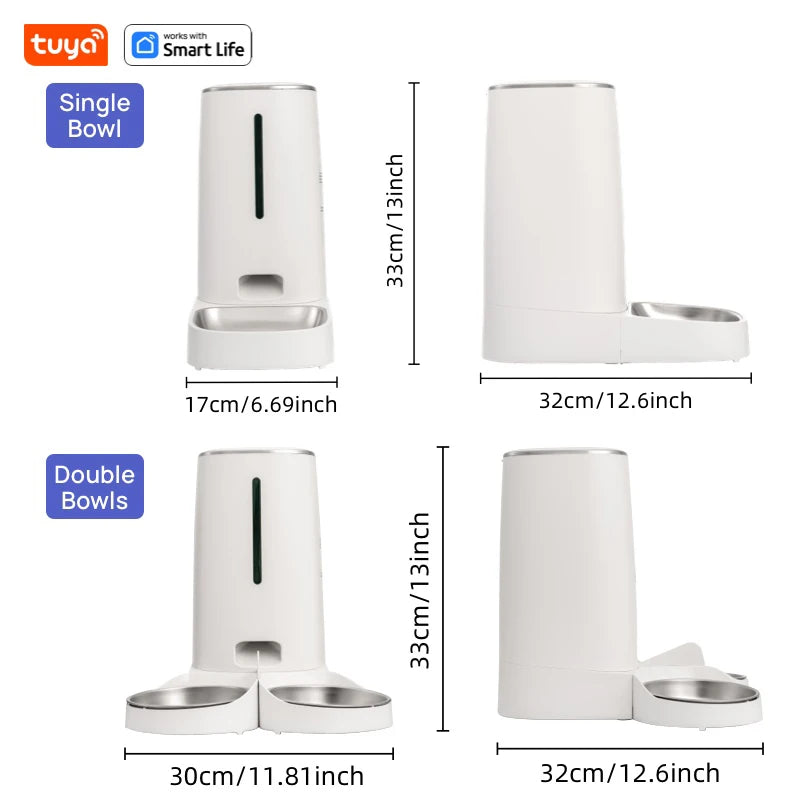 Automatic Pet Feeder 4L with WiFi App Control Timed Food Dispenser for Cats and Dogs