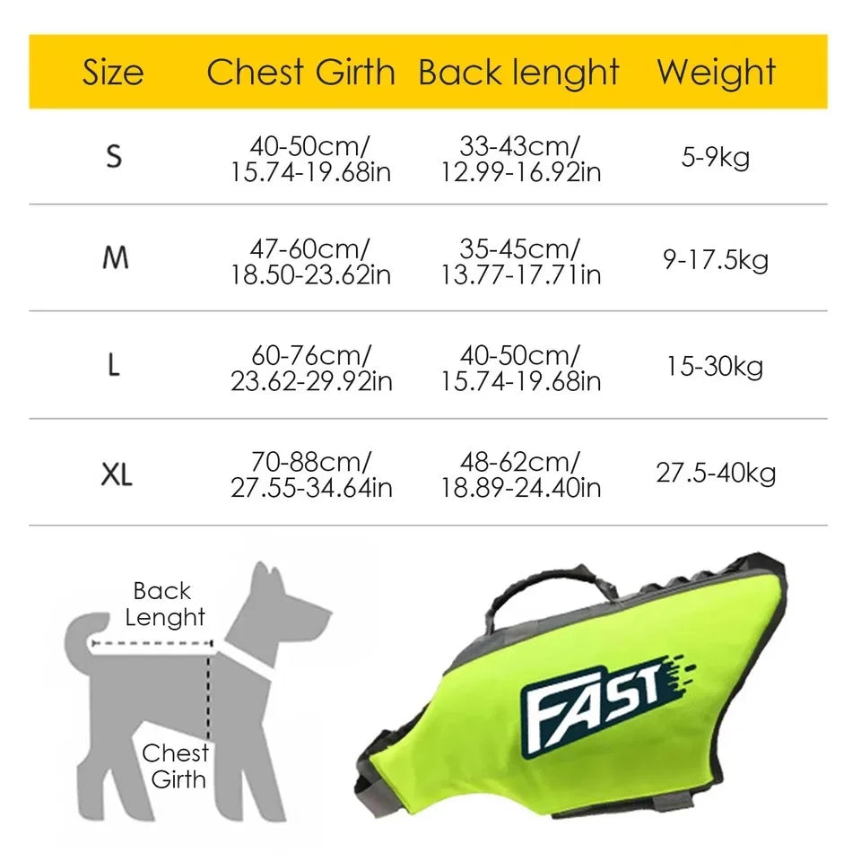 Dog Swimming Life Jacket Safety Vest for Pool or Surfing Drifting Use - Colour Green
