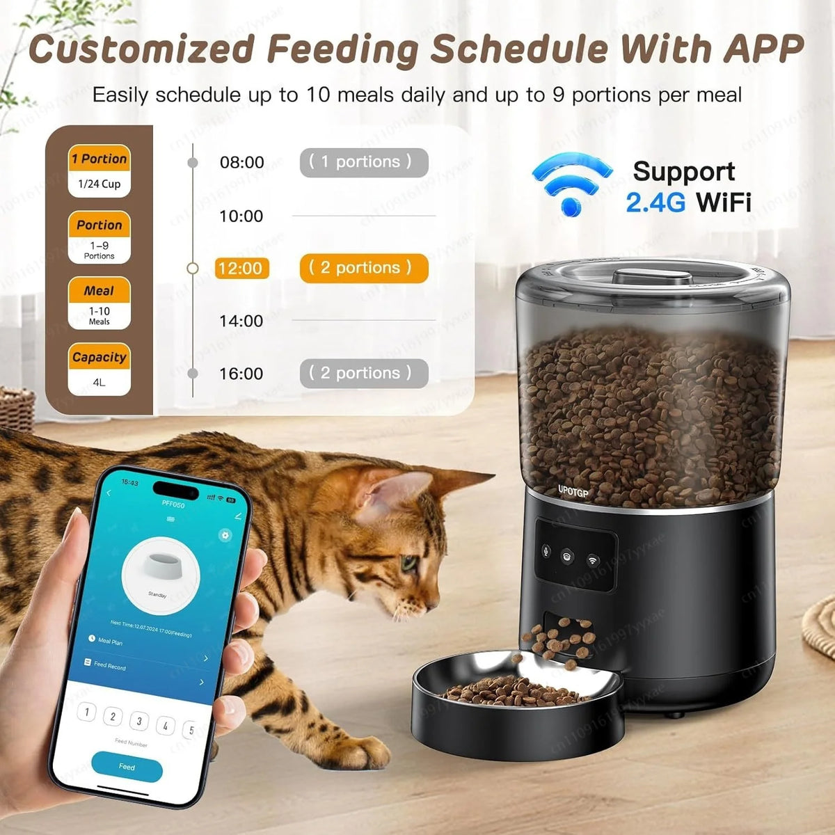 Pet Feeder Automatic Black
