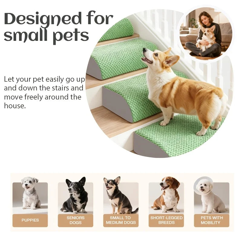 Pet Stairs 3 Step Set for Dogs and Cats Soft Foam Steps with Grip Base