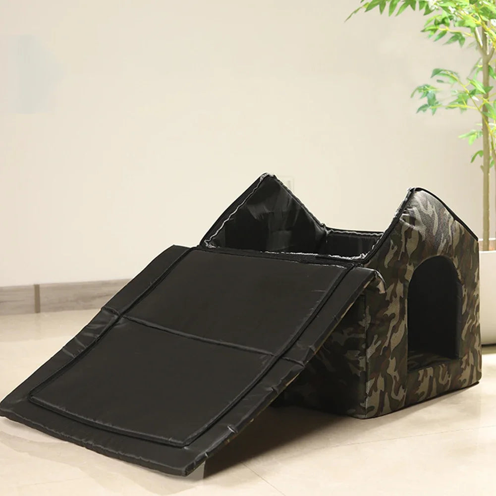 Outdoor Cat Shelter Foldable Pet House, Portable Design. With one bowl