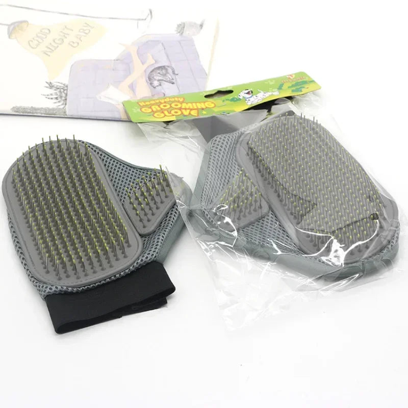 Pet Soft Grooming Glove for Cats and Dogs Hair Removal and Massage