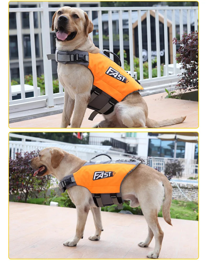 Dog Swimming Life Jacket Safety Vest for Pool or Surfing Drifting Use - Colour Orange