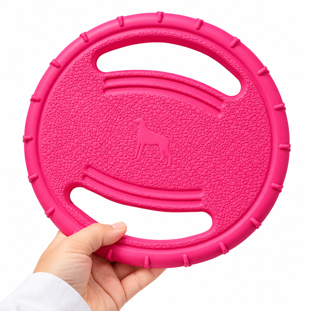 Pet Rubber Flying Disc for Outdoor Dog Play and Training - Pink