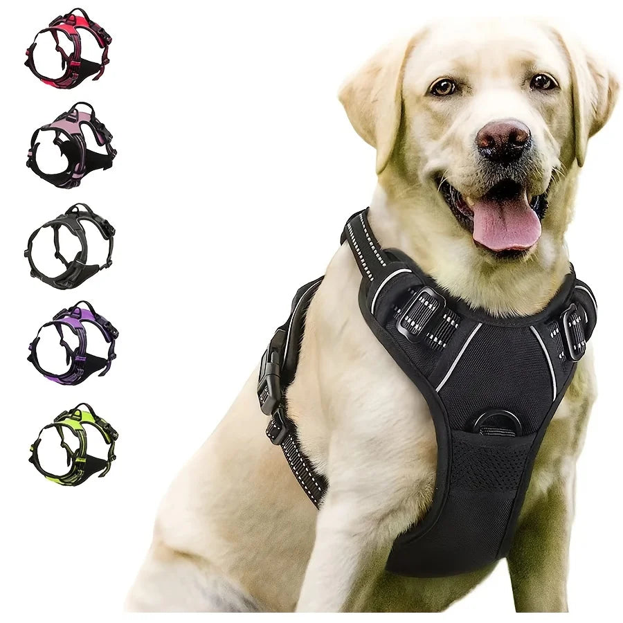 Pet Heavy Duty Dog Harness Reflective Front Clip Easy Control Handle - Orange