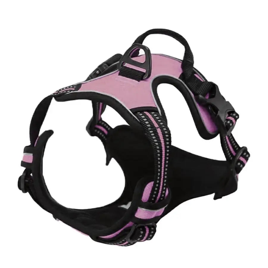 Pet Heavy Duty Dog Harness Reflective Front Clip Easy Control Handle - Dusty Pink