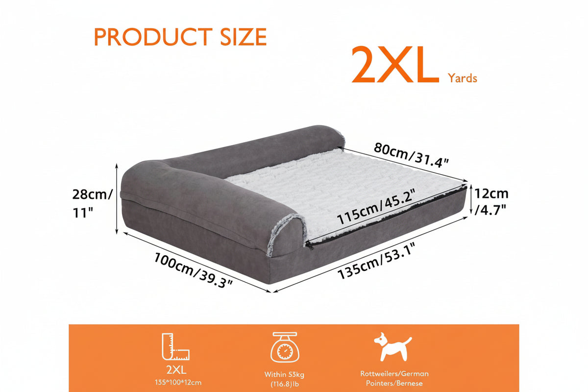 Pet Dog Bed Plush Grey Extra Large