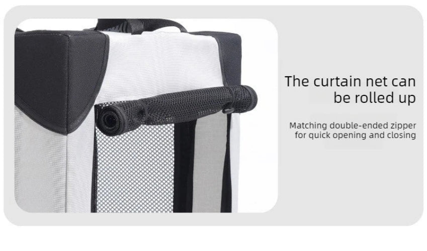Pet Portable Foldable Dog Travel Cage with Zipper Closure - Grey
