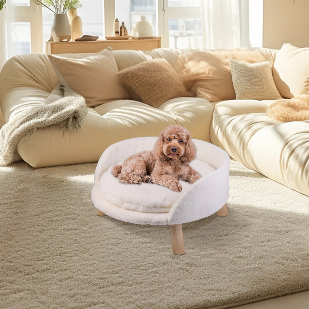 Pet Couch Bed Wooden White Small