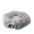 Multi Entry Cat Tunnel Bed Foldable Soft Cloth Play Cave with Removable Sleeping - Grey