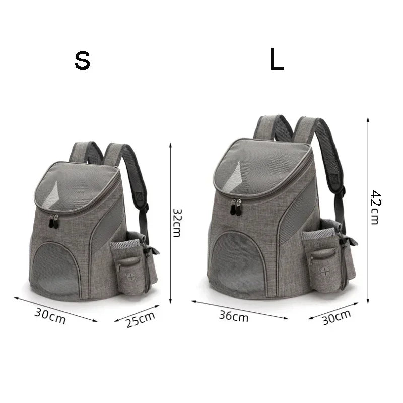 Nylon Mesh Dog Carrier Backpack Portable Outdoor Travel Bag for Small Dogs - colour Gray