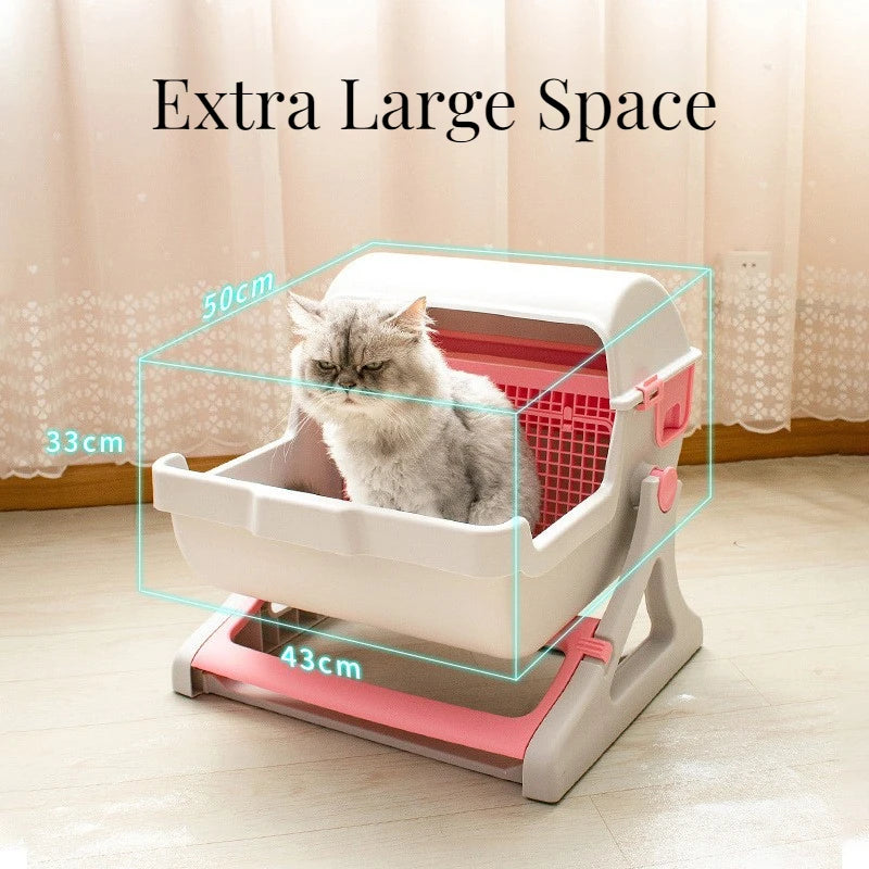 Pet Semi-Closed Cat Toilet with Manual Sifting Mesh
