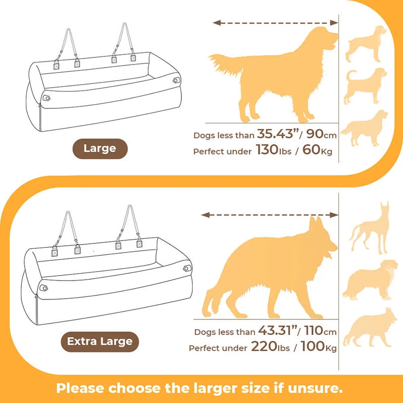 Dog Luxury Car Seat Bed Double Seat Booster with Safety Buckle Faux Leather Travel Bed - Colour: brown