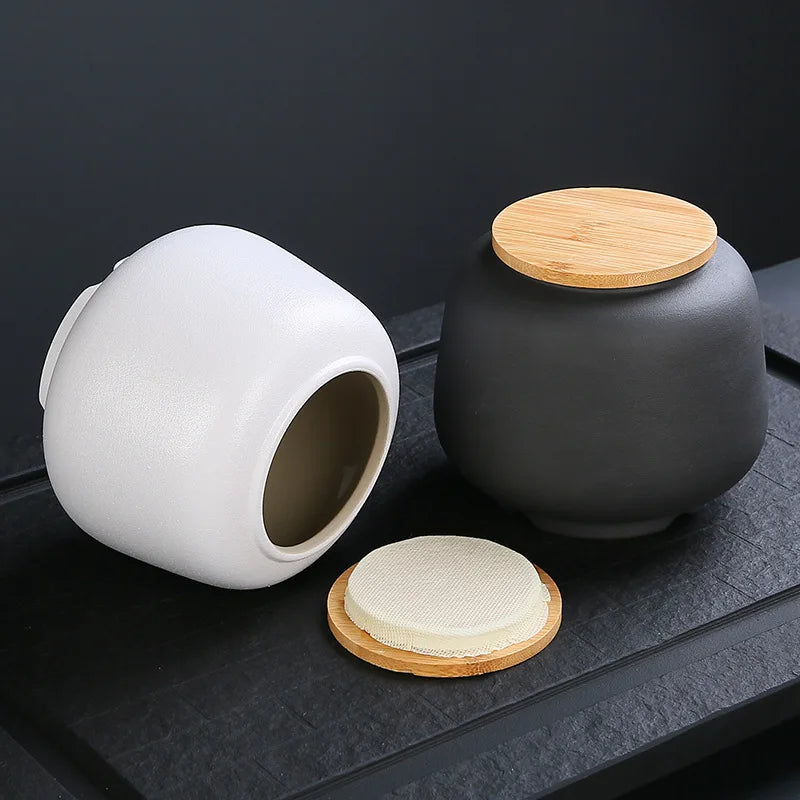 Large Ceramic Urn Jar for Pet Ashes Modern Simple Design with Lid - Colour Black