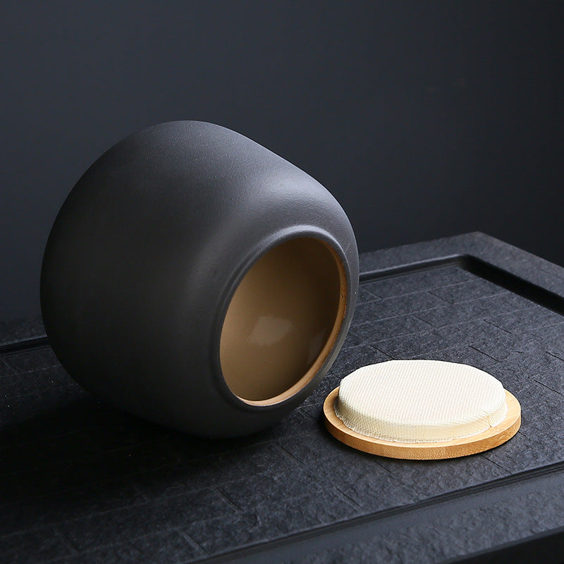 Large Ceramic Urn Jar for Pet Ashes Modern Simple Design with Lid - Colour Black