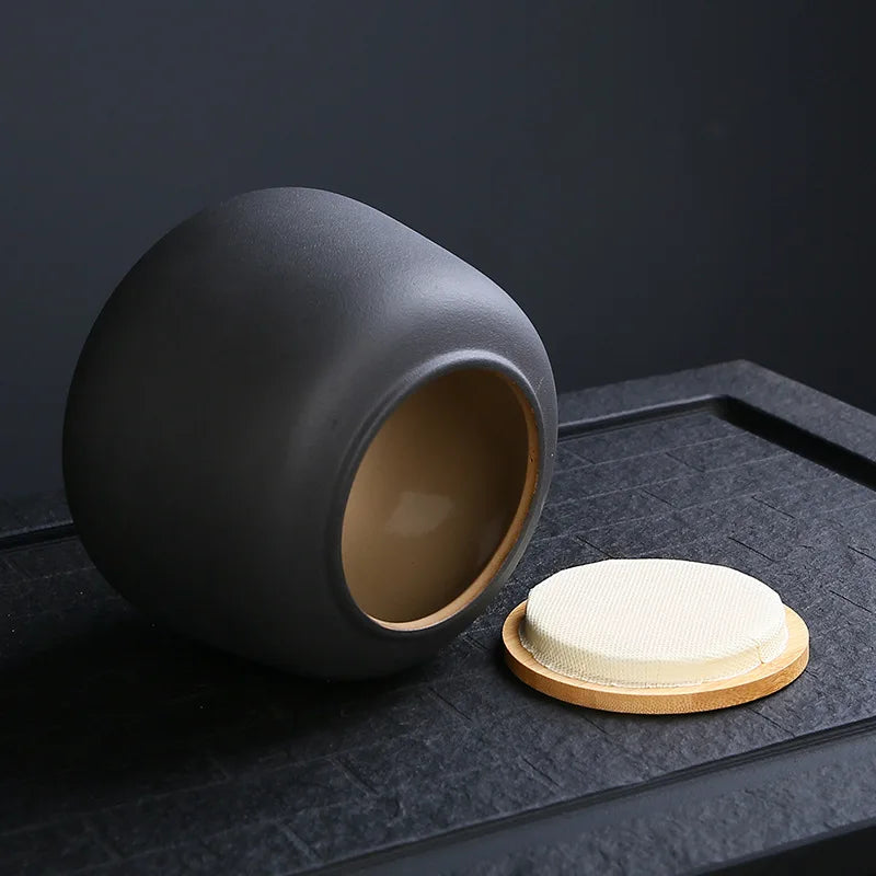 Large Ceramic Urn Jar for Pet Ashes Modern Simple Design with Lid - Colour Black