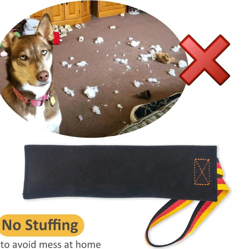 Pet Leather Dog Training Tug Toy for Small and Medium Dogs - Black