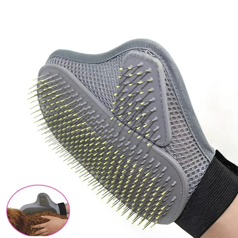 Pet Soft Grooming Glove for Cats and Dogs Hair Removal and Massage