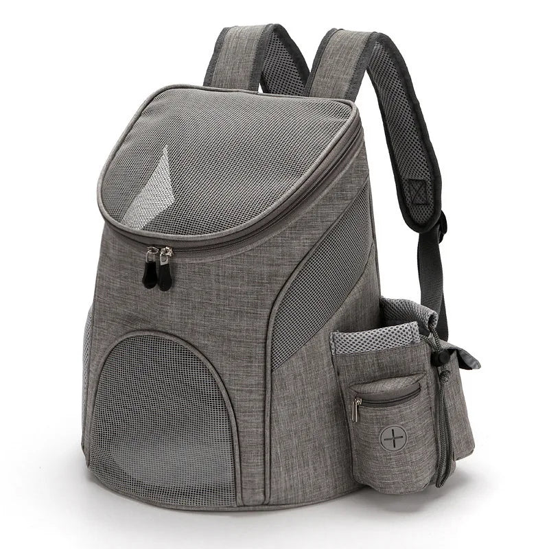 Nylon Mesh Dog Carrier Backpack Portable Outdoor Travel Bag for Small Dogs - colour Gray