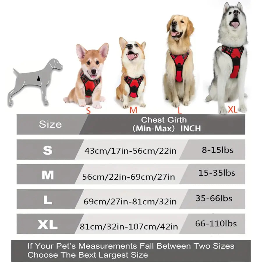 Pet Heavy Duty Dog Harness Reflective Front Clip Easy Control Handle - Orange