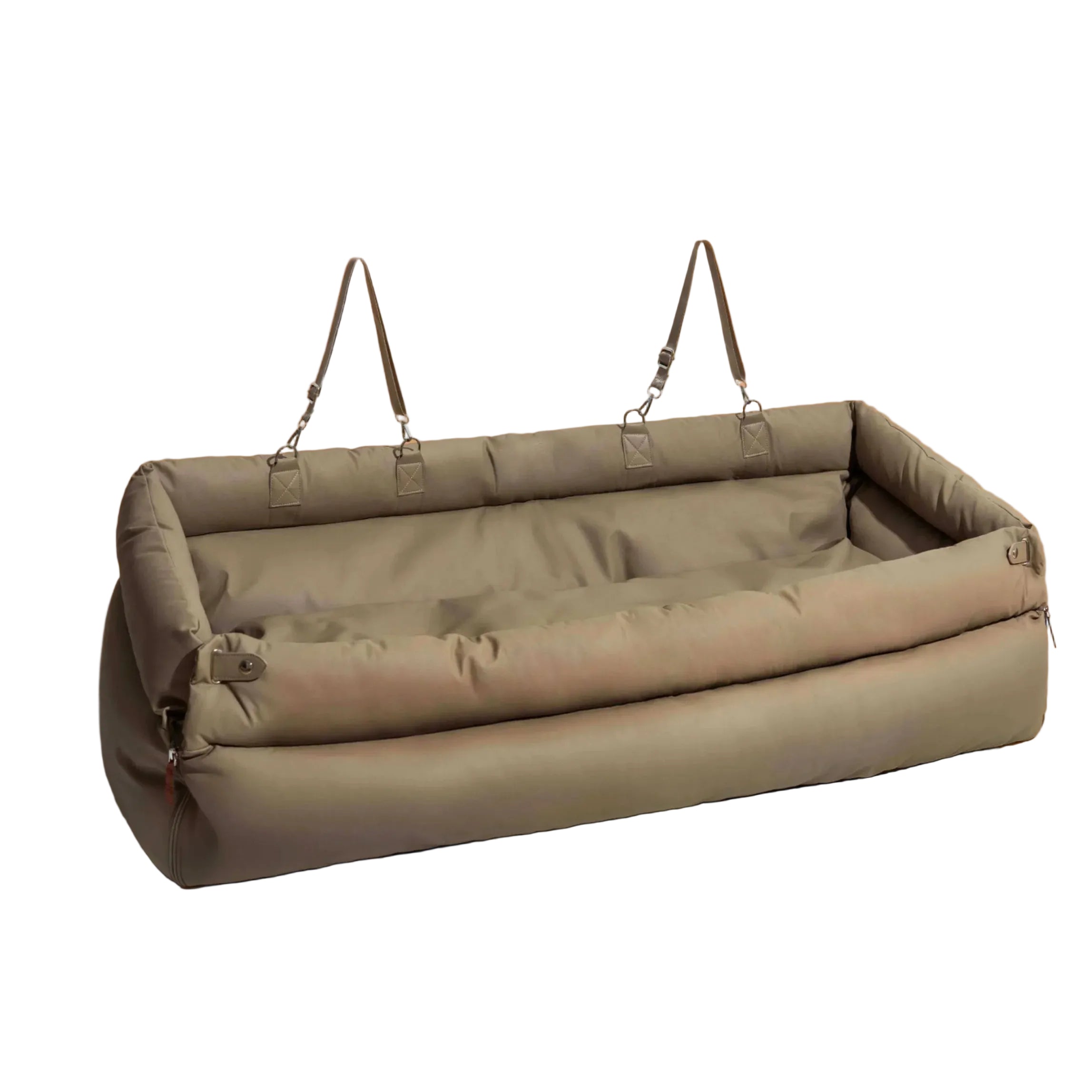 Dog Luxury Car Seat Bed Double Seat Booster with Safety Buckle Faux Leather Travel Bed - Colour: brown