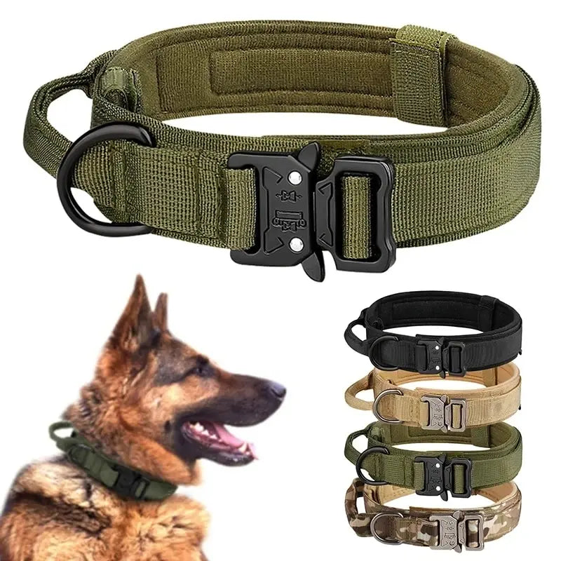 Pet Tactical Nylon Dog Collar with Metal Buckle For Medium to Large Dogs - Camouflage
